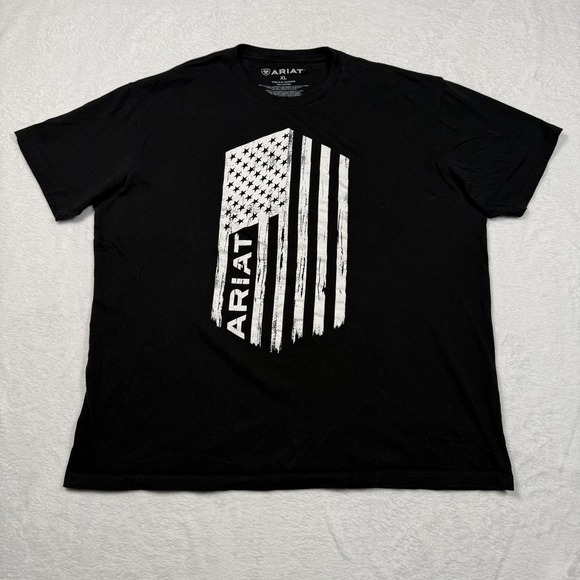 Ariat Shirt Mens XL Black Short Sleeve USA Flag Graphic Tee Patriotic Cotton - Picture 2 of 8